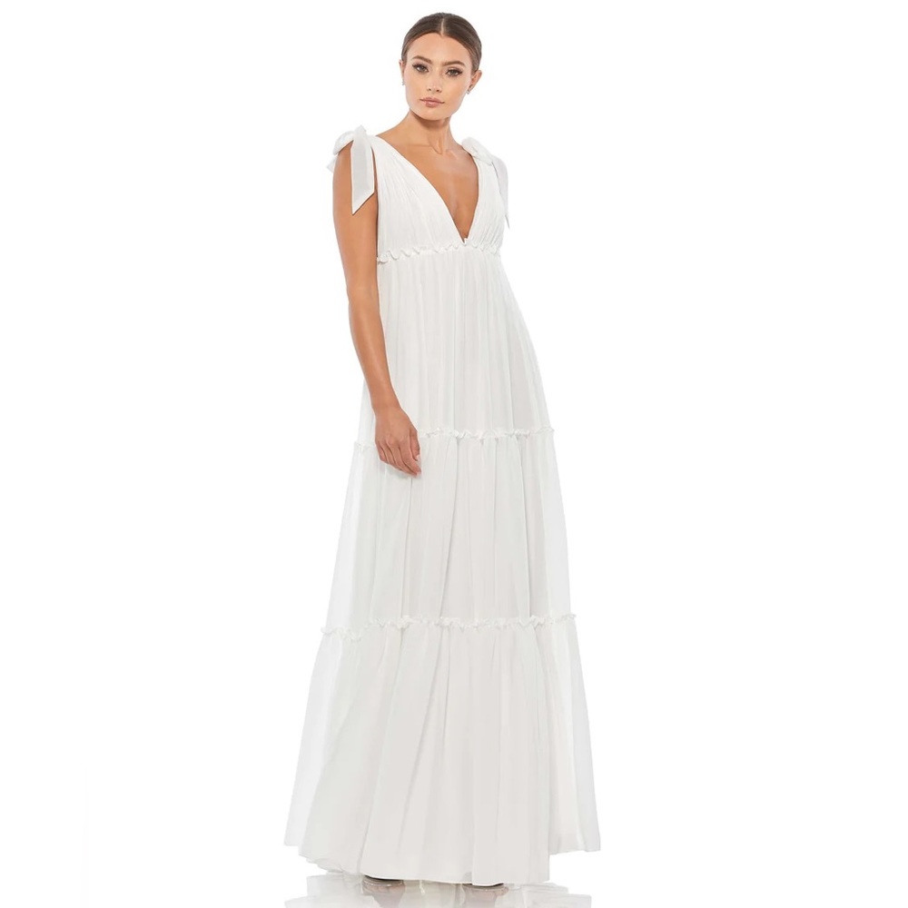 Flowy Mac Duggal Size 2 White Gown - Never Worn!